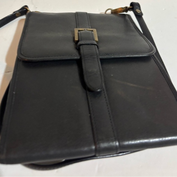 Eddie unisex Black Crossbody Bag with Gold Accents - Picture 3 of 7